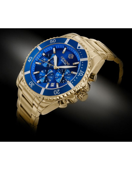 Zegarek męski giewont chronograph sapphire złoto niebieski gw3970-b6