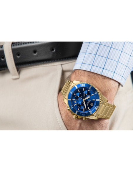 Zegarek męski giewont chronograph sapphire złoto niebieski gw3970-b6