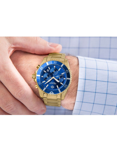 Zegarek męski giewont chronograph sapphire złoto niebieski gw3970-b6