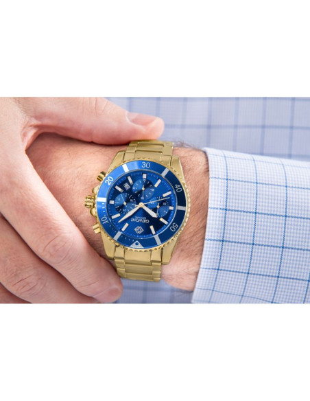 Zegarek męski giewont chronograph sapphire złoto niebieski gw3970-b6