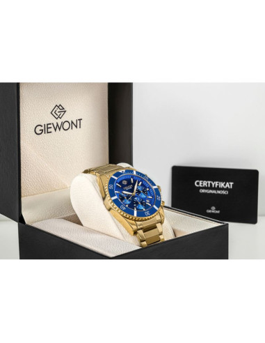 Zegarek męski giewont chronograph sapphire złoto niebieski gw3970-b6