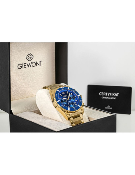 Zegarek męski giewont chronograph sapphire złoto niebieski gw3970-b6
