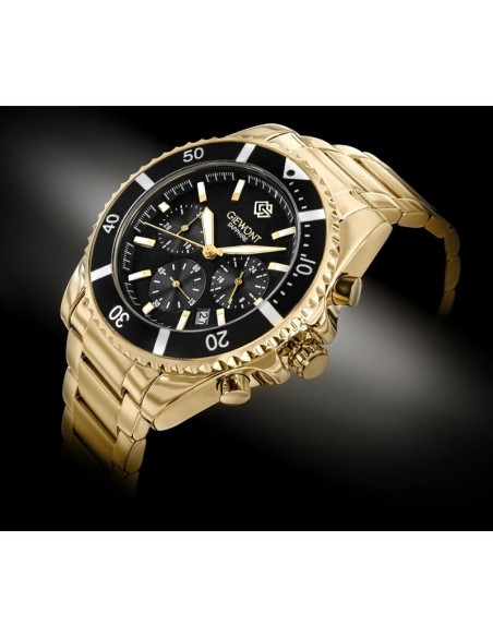 Zegarek męski giewont chronograph sapphire złoto czarny gw3970-b7