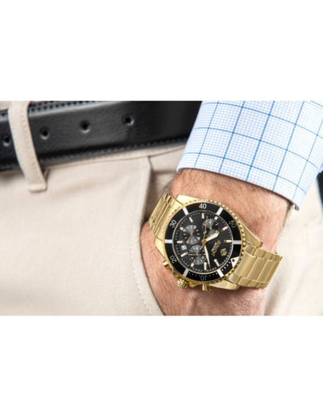 Zegarek męski giewont chronograph sapphire złoto czarny gw3970-b7