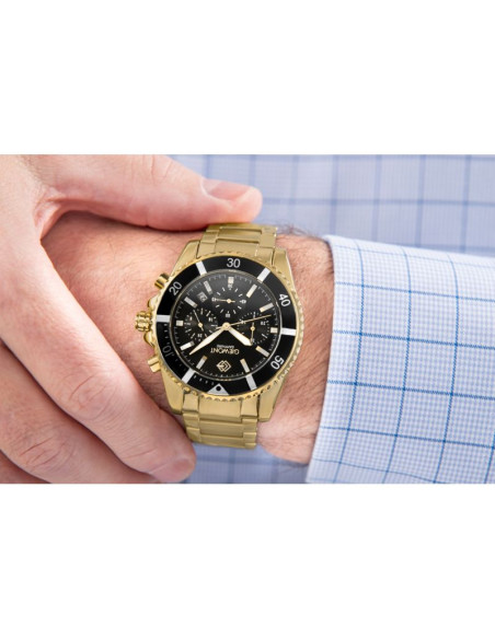 Zegarek męski giewont chronograph sapphire złoto czarny gw3970-b7