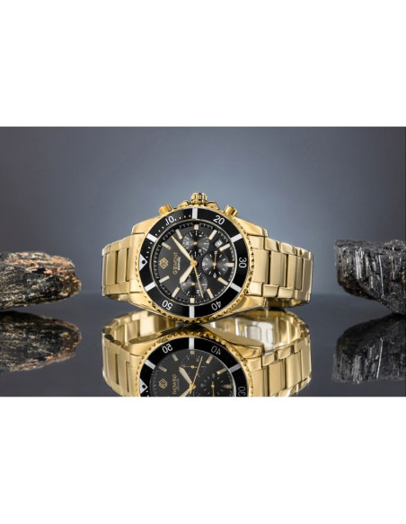 Zegarek męski giewont chronograph sapphire złoto czarny gw3970-b7