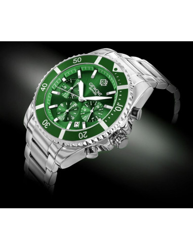 Zegarek męski giewont chronograph sapphire srebrno zielony gw3970-b8