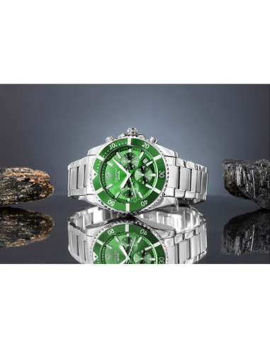 Zegarek męski giewont chronograph sapphire srebrno zielony gw3970-b8