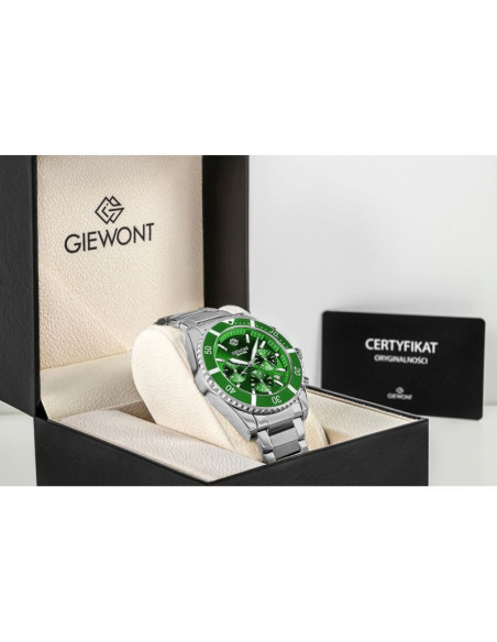 Zegarek męski giewont chronograph sapphire srebrno zielony gw3970-b8