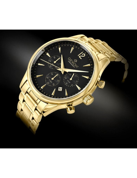 Zegarek męski giewont chronograph sapphire złoto czarny gw6310-b4