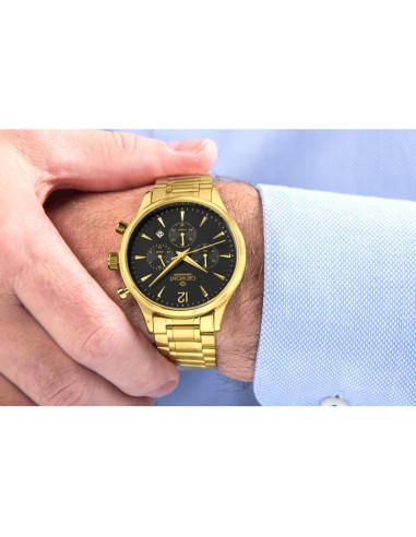 Zegarek męski giewont chronograph sapphire złoto czarny gw6310-b4