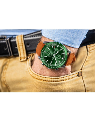 Zegarek męski giewont chronograph sapphire brązowo zielony gw8720-a3