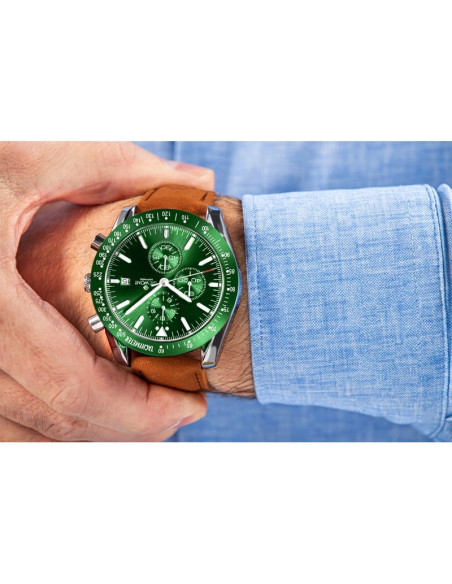 Zegarek męski giewont chronograph sapphire brązowo zielony gw8720-a3