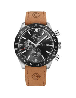 Zegarek męski giewont chronograph sapphire brązowo czarny gw8720-a1