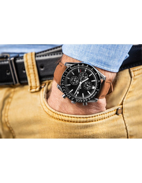 Zegarek męski giewont chronograph sapphire brązowo czarny gw8720-a1