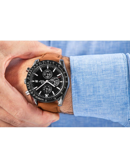 Zegarek męski giewont chronograph sapphire brązowo czarny gw8720-a1