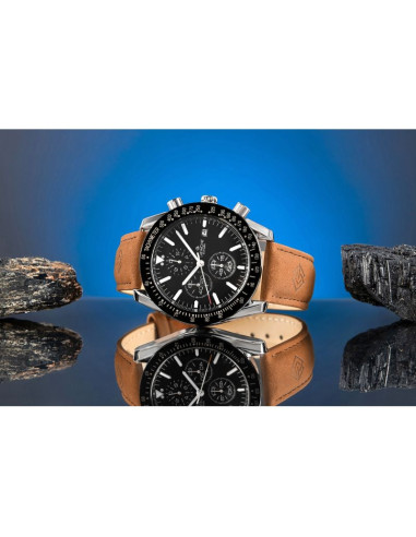 Zegarek męski giewont chronograph sapphire brązowo czarny gw8720-a1