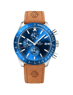 Zegarek męski giewont chronograph sapphire brązowo niebieski gw8720-a2