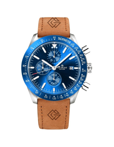 Zegarek męski giewont chronograph sapphire brązowo niebieski gw8720-a2