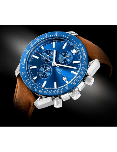 Zegarek męski giewont chronograph sapphire brązowo niebieski gw8720-a2