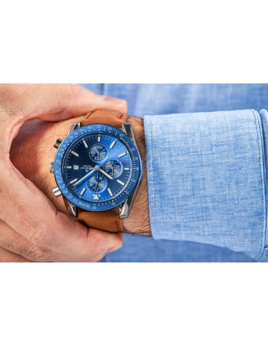 Zegarek męski giewont chronograph sapphire brązowo niebieski gw8720-a2