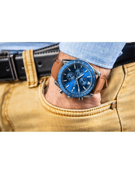 Zegarek męski giewont chronograph sapphire brązowo niebieski gw8720-a2