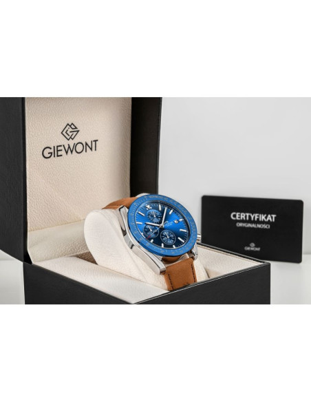Zegarek męski giewont chronograph sapphire brązowo niebieski gw8720-a2