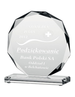 Trofeum szklane grawerowane