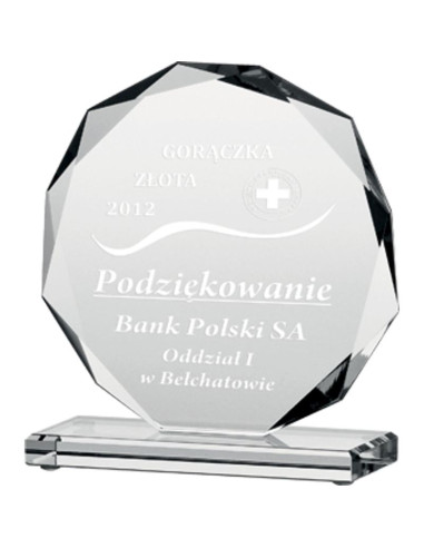 Trofeum szklane grawerowane