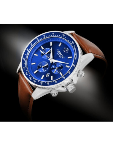 Zegarek męski giewont chronograph sapphire brązowo niebieski gw3520-a5