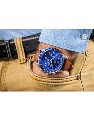 Zegarek męski giewont chronograph sapphire brązowo niebieski gw3520-a5