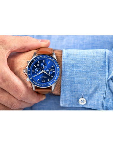 Zegarek męski giewont chronograph sapphire brązowo niebieski gw3520-a5