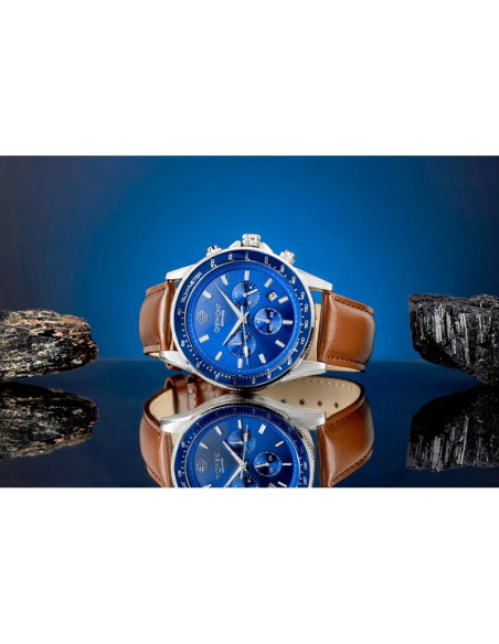 Zegarek męski giewont chronograph sapphire brązowo niebieski gw3520-a5