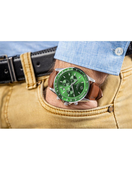 Zegarek męski giewont chronograph sapphire brązowo zielony gw3520-a6