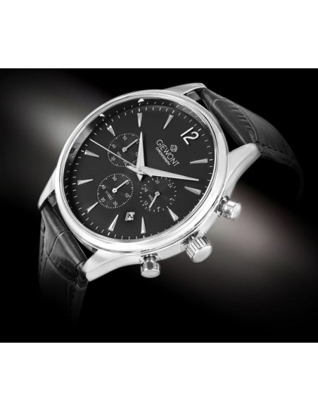 Zegarek męski giewont chronograph sapphire czarno srebrny gw6310-a2