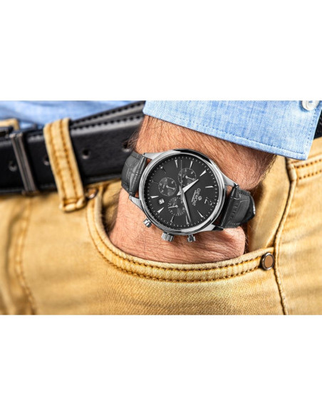 Zegarek męski giewont chronograph sapphire czarno srebrny gw6310-a2