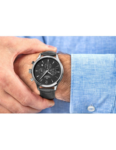 Zegarek męski giewont chronograph sapphire czarno srebrny gw6310-a2