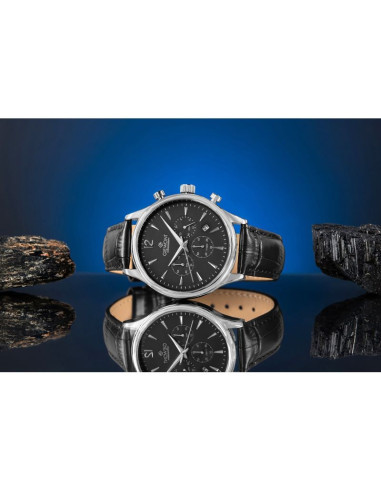 Zegarek męski giewont chronograph sapphire czarno srebrny gw6310-a2