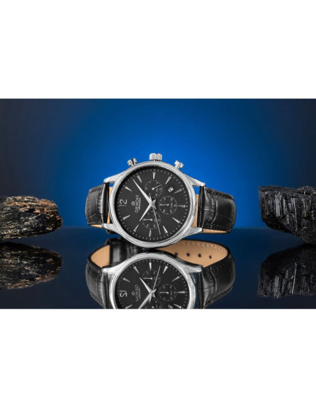 Zegarek męski giewont chronograph sapphire czarno srebrny gw6310-a2