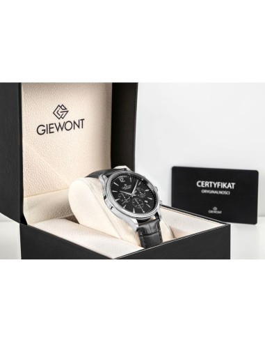 Zegarek męski giewont chronograph sapphire czarno srebrny gw6310-a2