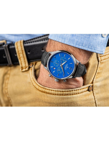 Zegarek męski giewont chronograph sapphire czarno niebieski gw6310-a3