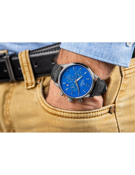 Zegarek męski giewont chronograph sapphire czarno niebieski gw6310-a3