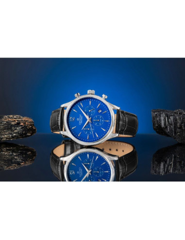 Zegarek męski giewont chronograph sapphire czarno niebieski gw6310-a3