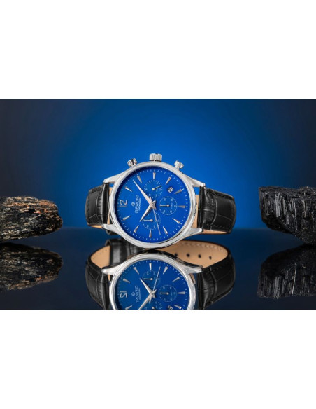 Zegarek męski giewont chronograph sapphire czarno niebieski gw6310-a3