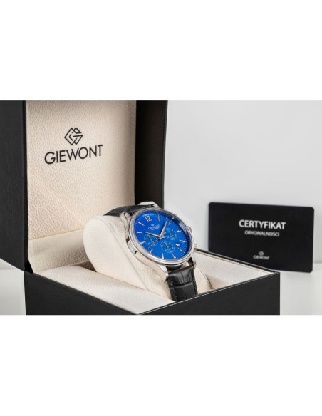 Zegarek męski giewont chronograph sapphire czarno niebieski gw6310-a3