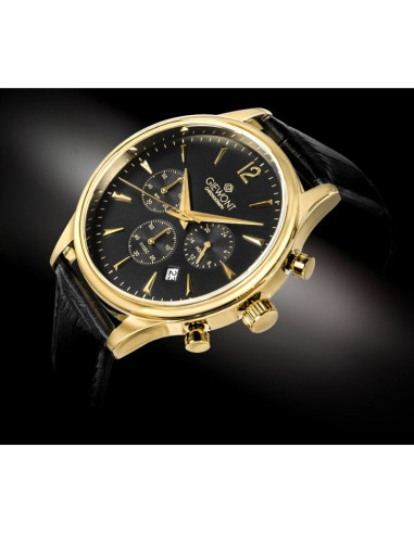 Zegarek męski giewont chronograph sapphire czarno złoty gw6310-a4