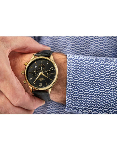 Zegarek męski giewont chronograph sapphire czarno złoty gw6310-a4