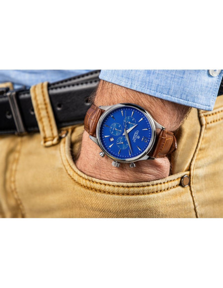 Zegarek męski giewont chronograph sapphire brązowo niebieski gw6310-a5