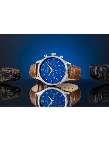 Zegarek męski giewont chronograph sapphire brązowo niebieski gw6310-a5