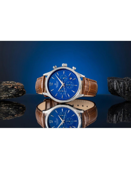 Zegarek męski giewont chronograph sapphire brązowo niebieski gw6310-a5